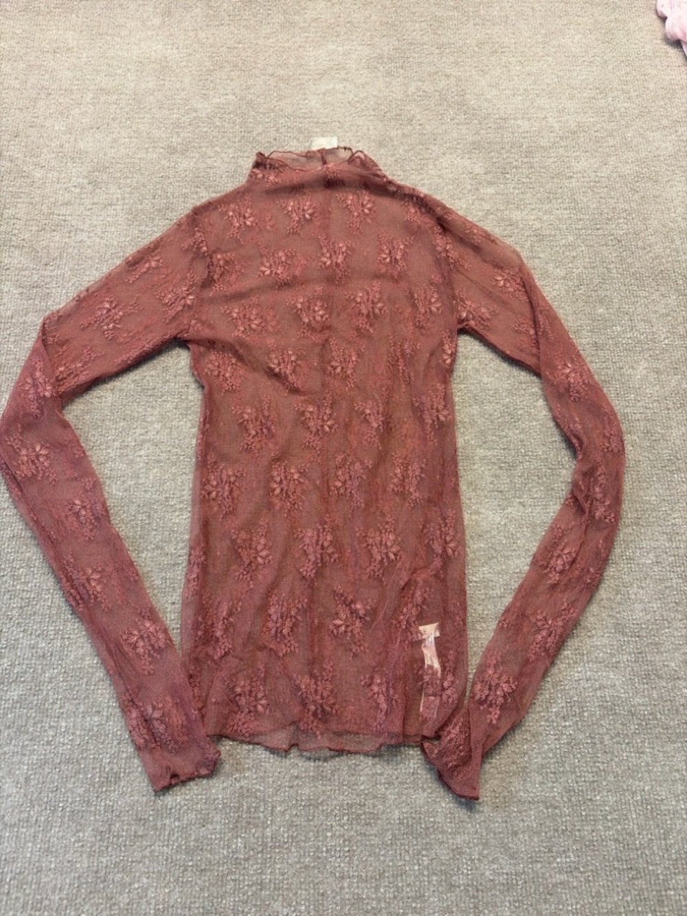 Free People Intimately Lace Mesh Top Sheer Floral Mock Neck Size S 0838